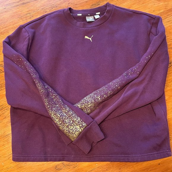 EUC Purple Puma Sweatshirt with Silver Sparkle on Sleeves Sz S - Picture 1 of 5